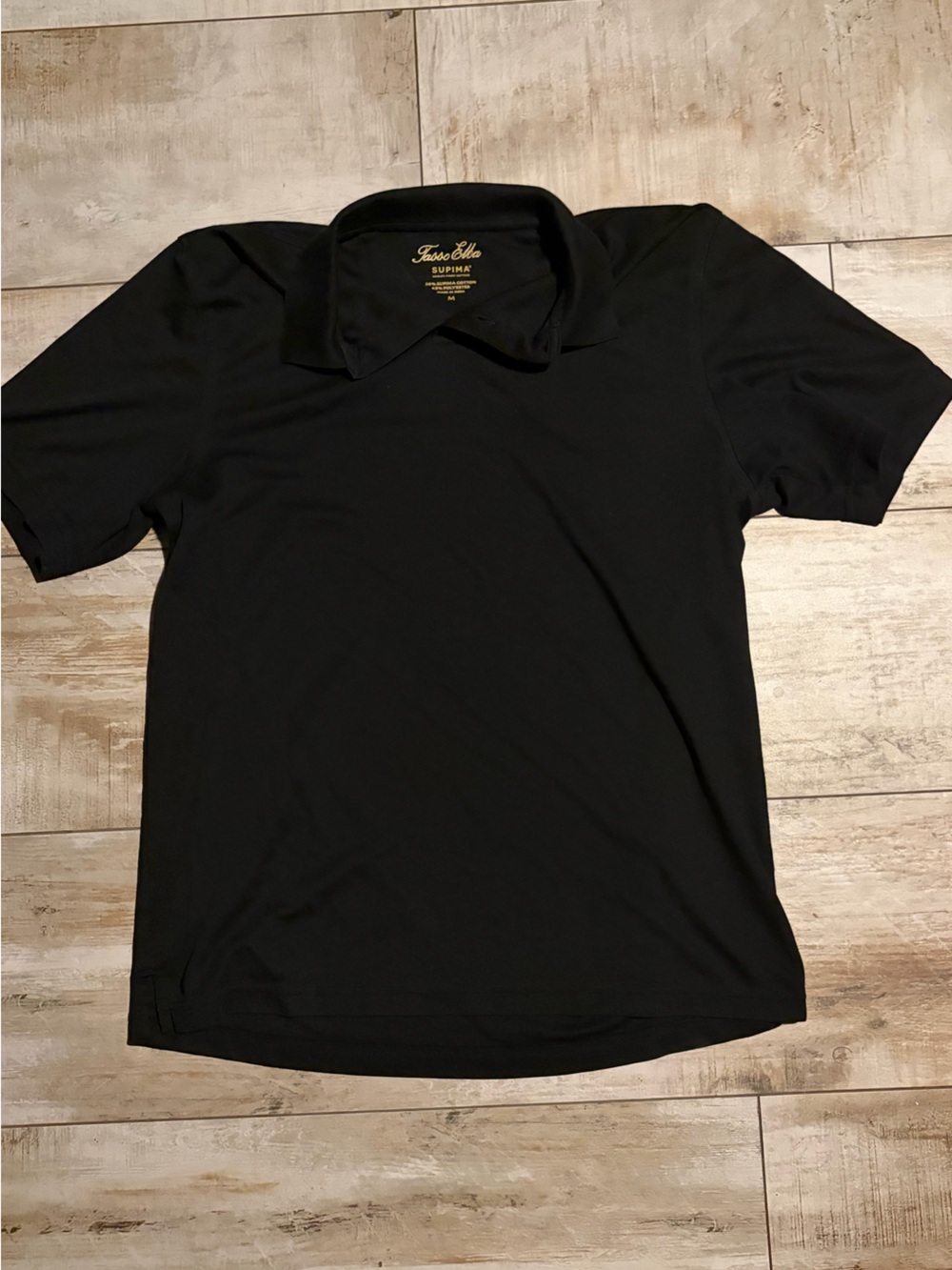 Tasso Elba Black Short Sleeve Polo-Style Top